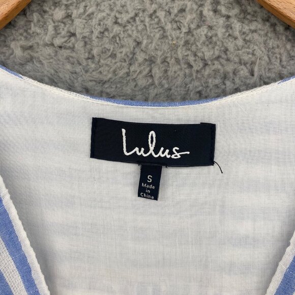 Lulus Dress Womens Small Nautical Nights Blue Striped Button Up Midi Sleeveless - Picture 7 of 12